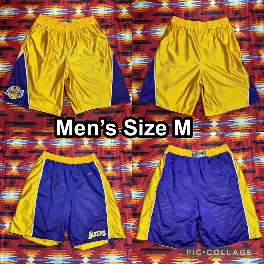 Vintage Nike Los Angeles Lakers Purple & Gold Reversible Shorts Mens Size Medium